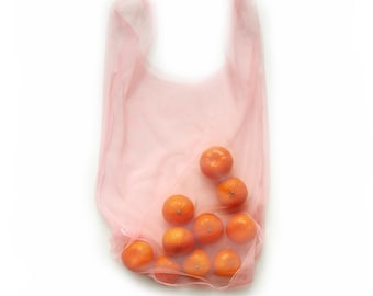 Pink Tulle Mesh Shopper Bag - Lightweight Reusable Grocery Bag