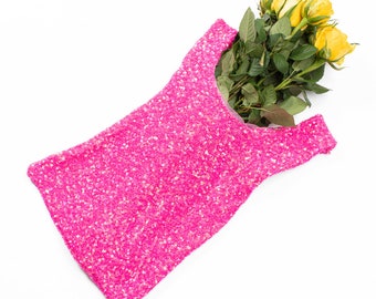 Bolso shopper con lentejuelas rosas: edición limitada, bolso tote brillante, accesorio único para los amantes del glamour.