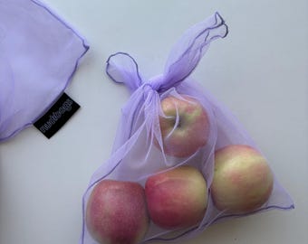 Reusable Mesh Produce Bags – Set of 3 | Small Medium Large | Zero Waste Fruit & Veg Bags | Eco Grocery Bags | Lightweight market