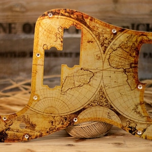 Plaque à gratter pour basse Fender Precision Old Map en aluminium champagne Golden Globe en métal P