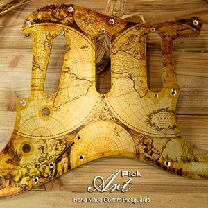 Stratocaster SSS Pickguard ancienne carte sur plaque à gratter Strat en métal champagne Golden Globe en aluminium anodisé 1,5 mm