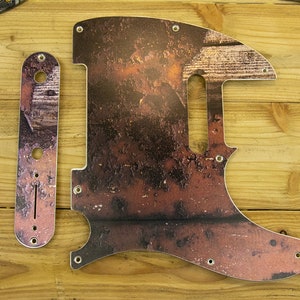 Aluminum Telecaster Pickguard & Tele Control Plate SET Red Rusty Tele Scratchplate for Fender Tele