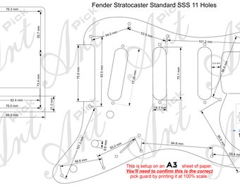 Pickguard Stratocaster 11 Fori SSS Bianco A 3 Strati – Protezione Per Chitarra, Ottimo Per Autografi