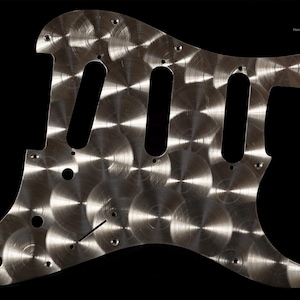 Fender Stratocaster SSS Chrome Pickguard Silver Magic Holographic Circles 3D Optical Illusion Etched Stainless Steel Unique Metal Art