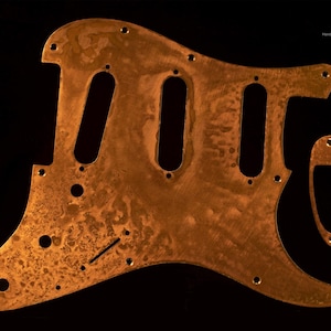 Conjunto de 2 protetores de palheta Stratocaster SSS de cobre com capa para barco Jack, metal de cobre sólido, relíquia envelhecida, feita à mão, exclusiva Strat