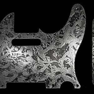 Telecaster Pickguard SET-von-2 Tele Pickguard Silber Stahl Geätztes Metall Gravur Keltische Wikinger Geometrische Zweige