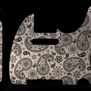 Aluminium Telecaster Pickguard Floral Paisley Silber-Schwarz Tele Pickguard SET-of-2 mit passender Kontrollplatte