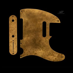 Massief messing telecaster slagplaat goudkleurig metaal SET-van-2 zijdeachtig satijn licht verouderd relikwie noodlijdende en unieke krasplaat voor spatbord tele 1 mm