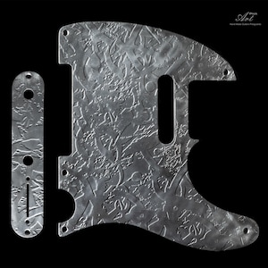 Aluminium Telecaster Pickguard SET-von-2 Silber Antike geätztes Metall gravierte keltische abstrakte geometrische Zweige texturierte Tele Pickguard
