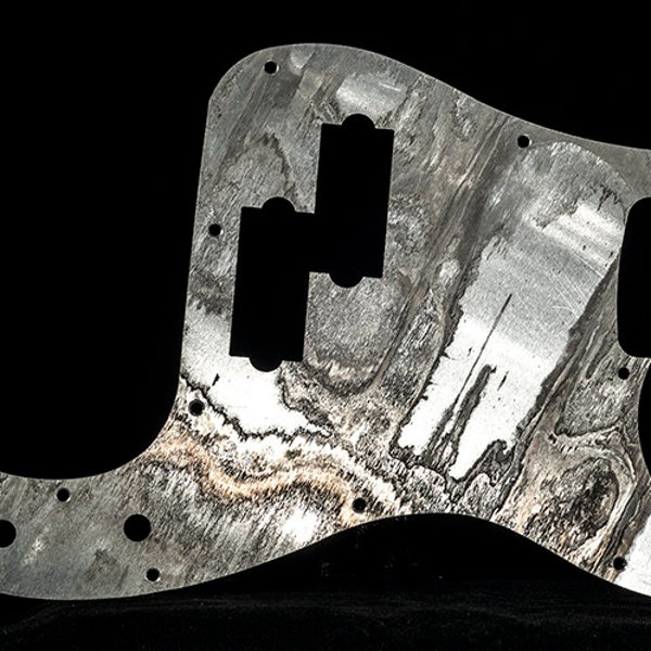 Distressed Aluminum Fender Precision Bass Pickguard Silver Metal Aged Relic Oxidized Aluminum Pickguard for P Bass - One of a kind