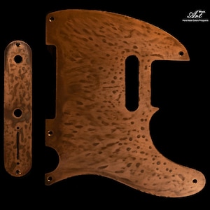 Golpeador de Telecaster con pátina de cobre y placa de control, juego de 2, "Cheetah", metal, reliquia única hecha a mano, cobre macizo desgastado.