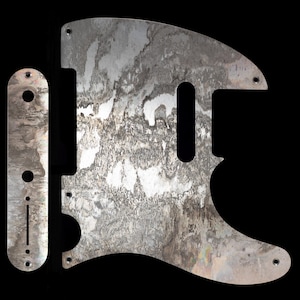 Conjunto de 2 escudos de Telecaster em alumínio envelhecido com placa de controle - Escudo de Telecaster em metal com acabamento relic envelhecido