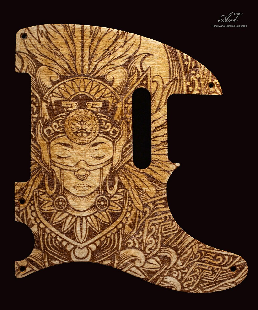 Tele Hat Textured Telecaster Pickguard Cream-brown Aztec Meditation Feather Hat ...