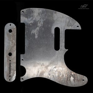 Lot de 2 pickguards Telecaster en aluminium vieilli avec plaque de contrôle - Pickguard Tele en métal relique vieilli