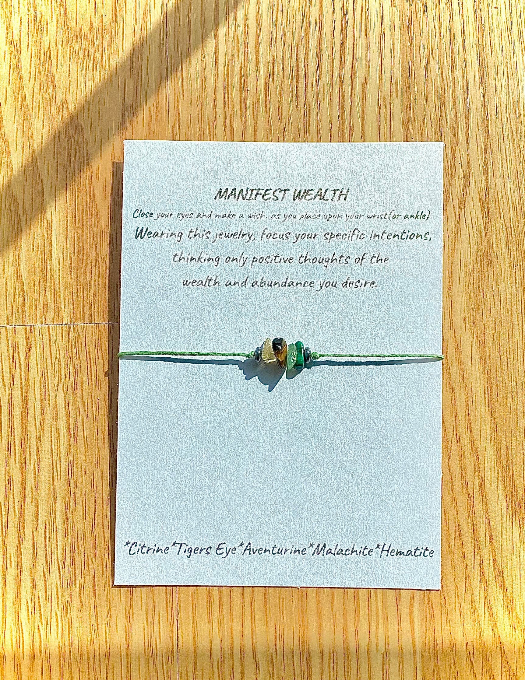 Law of attraction bracelet or anklet * MANIFEST WEALTH Bracelet * Mon…