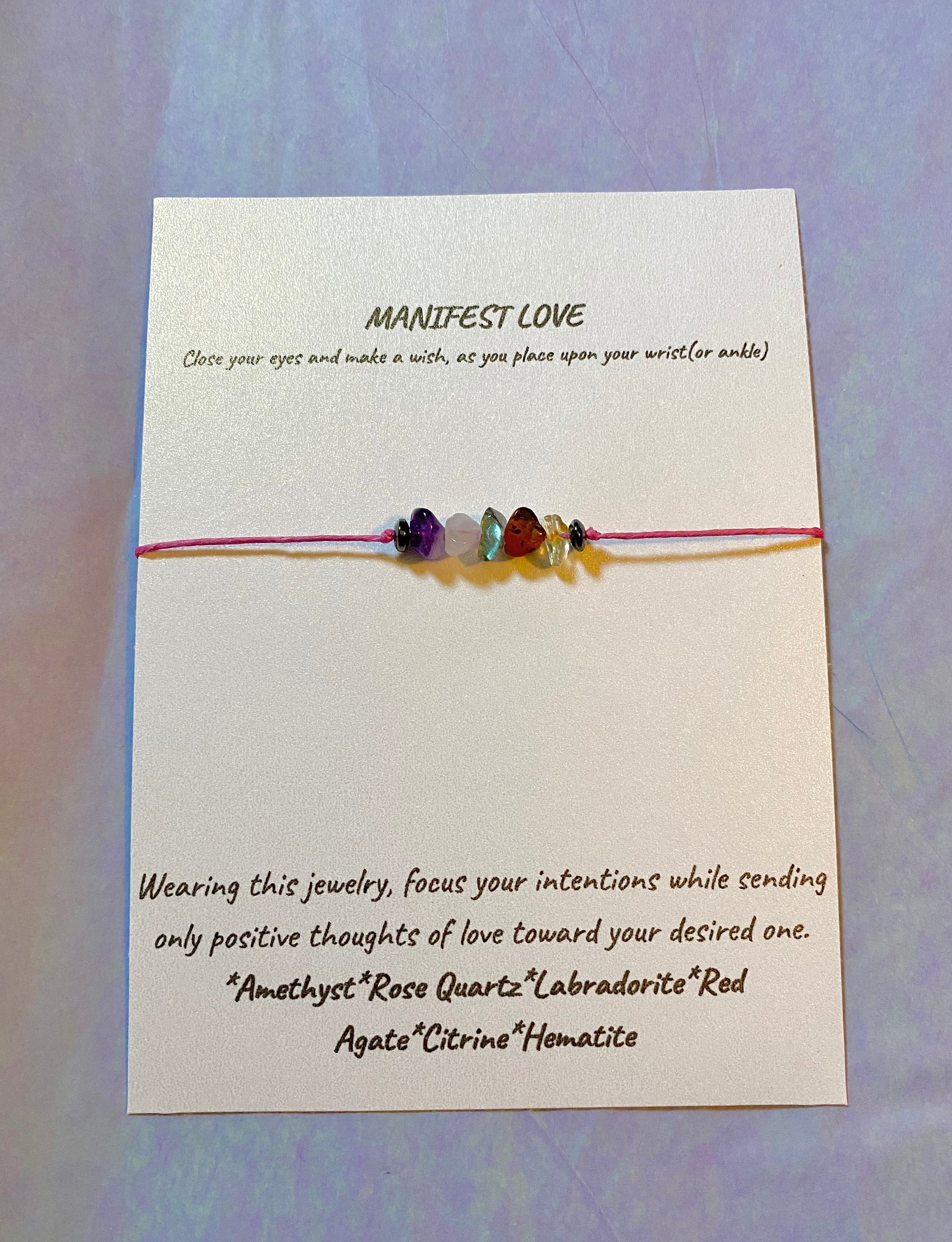 Law of attraction bracelet or anklet * MANIFEST LOVE Bracelet * Rose …