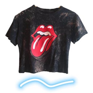 The Rolling Stones-  Upcycled Cropped Tee