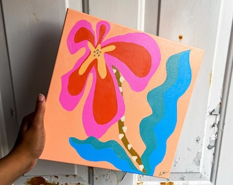 Original Painting Acrylic on Canvas Fiesta Flower Colorful painting