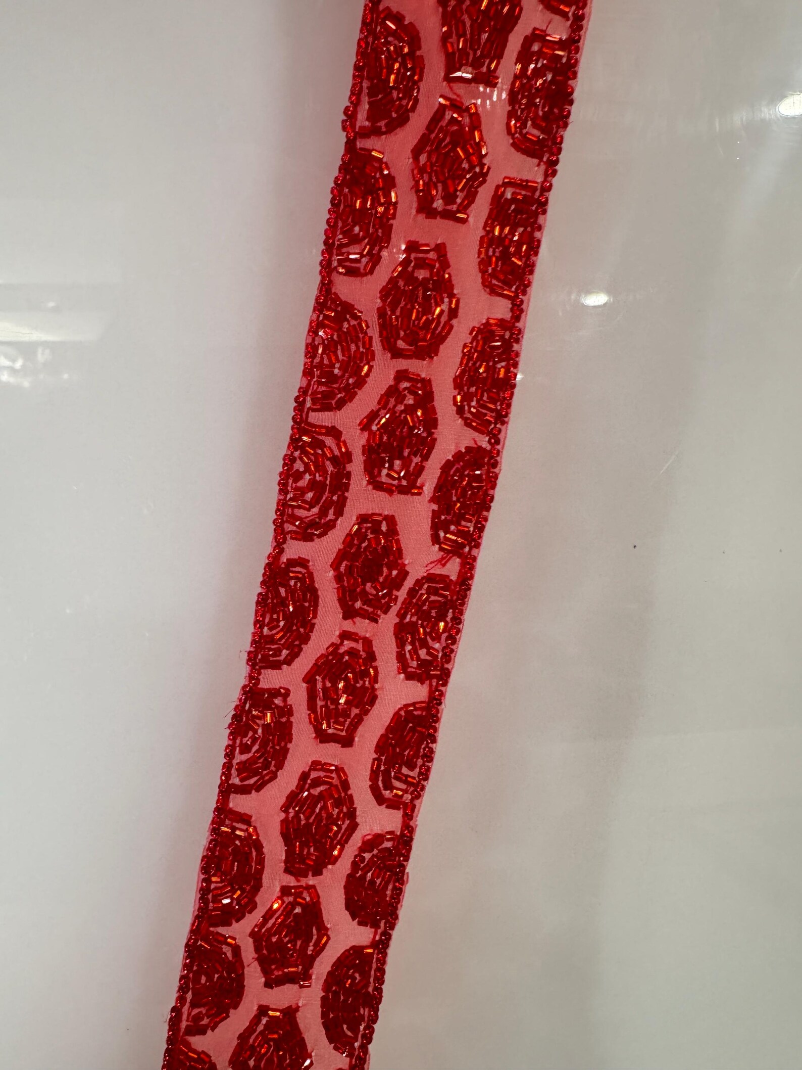 Beaded Trim. Col. Red. Sold by the Yard. Costume, Lingerie Trimmings ...