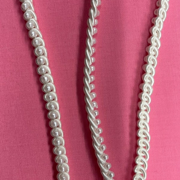 Gorgeous White Pearl Trim.Bridal lightweight beaded  Trim. Sold by the yard.