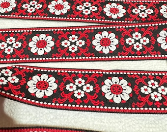 Floral Jacquard Ribbon. Sold by the yard. Sewing trims,Dog Collar,Camera Strap,Boho Jacquard.