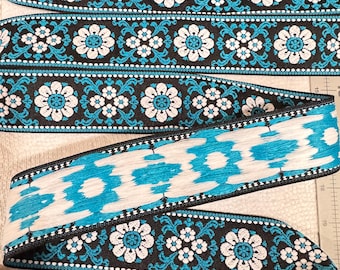 Floral Jacquard Ribbon. Sold by the yard. Sewing trims,Dog Collar,Camera Strap,Boho Jacquard. Millinery