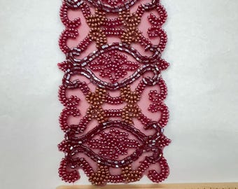 Gorgeous Beaded Trim. Trims, Doll Trims,Costumes, Home Decor. Sold by the Yard. Col. Burgundy