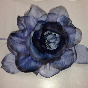 Rosa vintage in organza di seta jumbo, grigio fumo, Cecoslovacchia