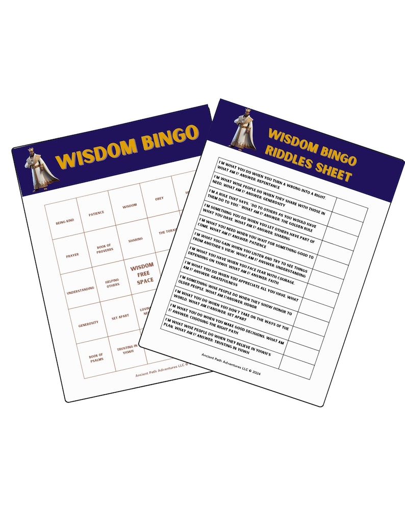 King Solomon (king Shelomoh) Bible Bingo With Riddles! - Etsy