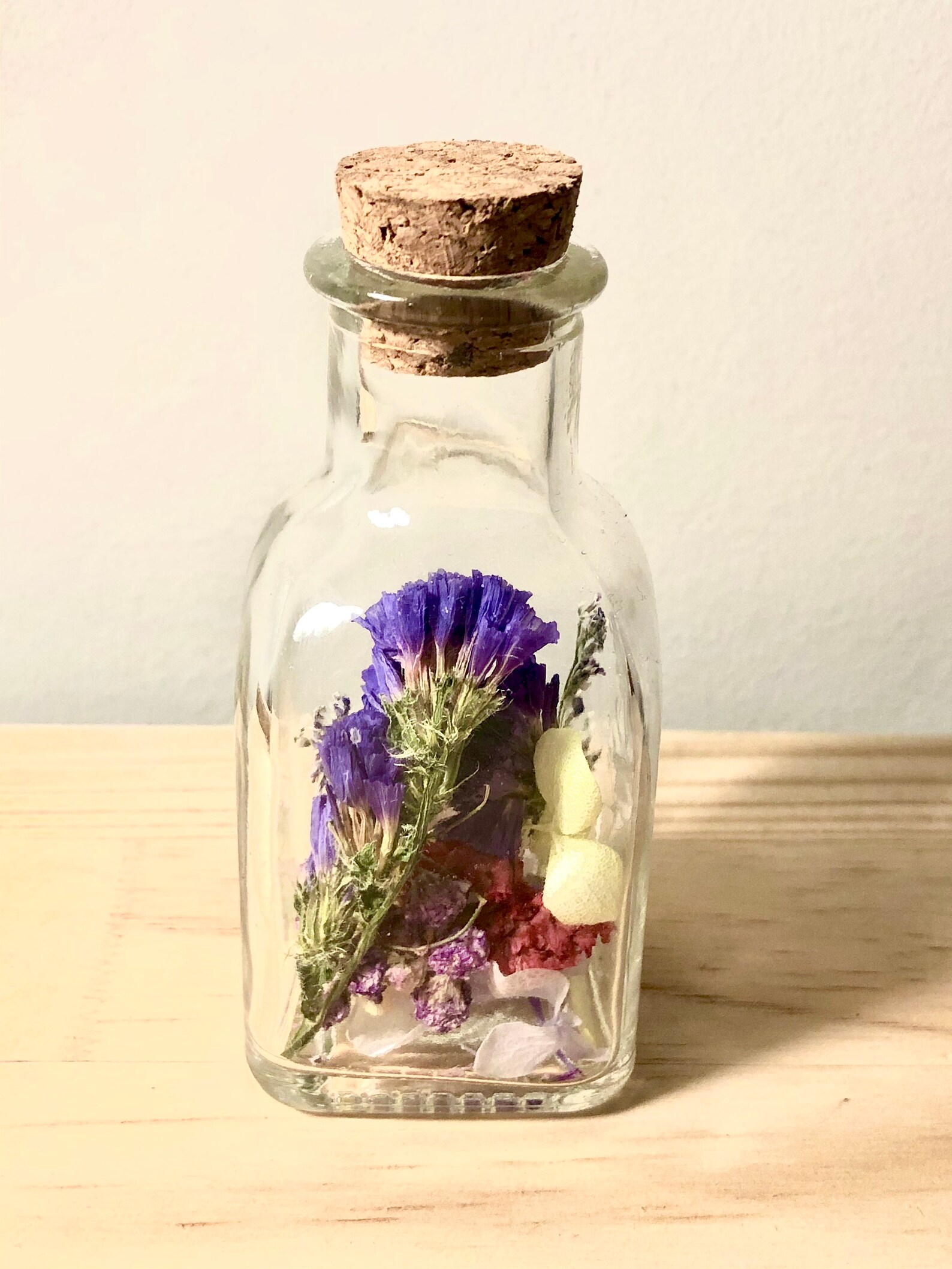Dried flowers in glass bottle dried bouquet arrangement Etsy
