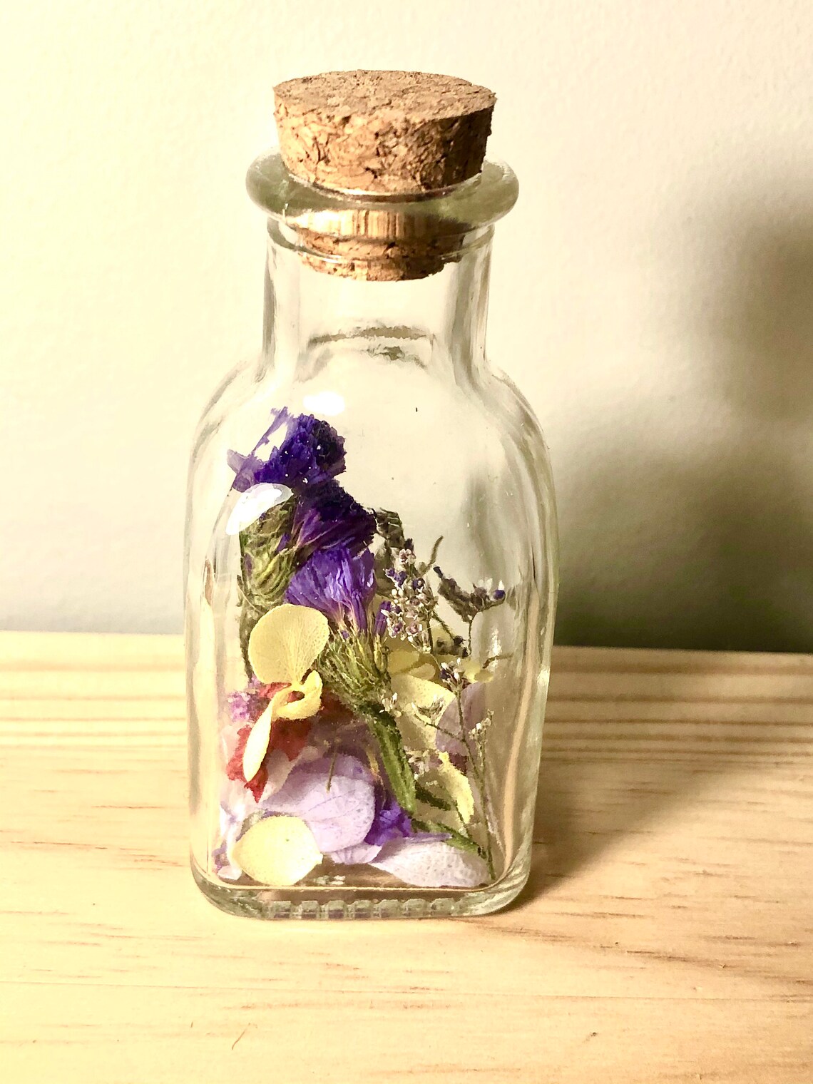 Dried flowers in glass bottle dried bouquet arrangement Etsy