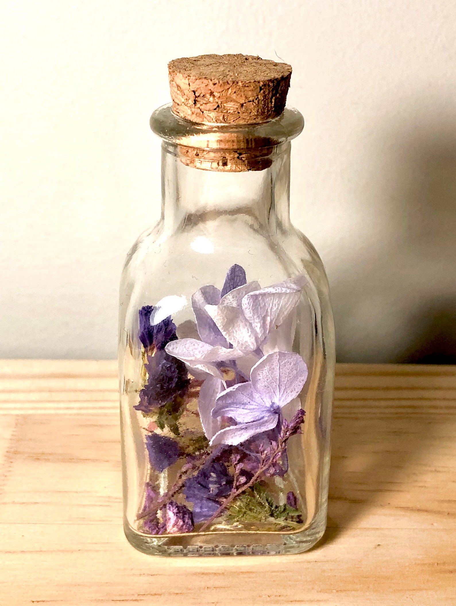 Dried flowers in glass bottle dried bouquet arrangement Etsy