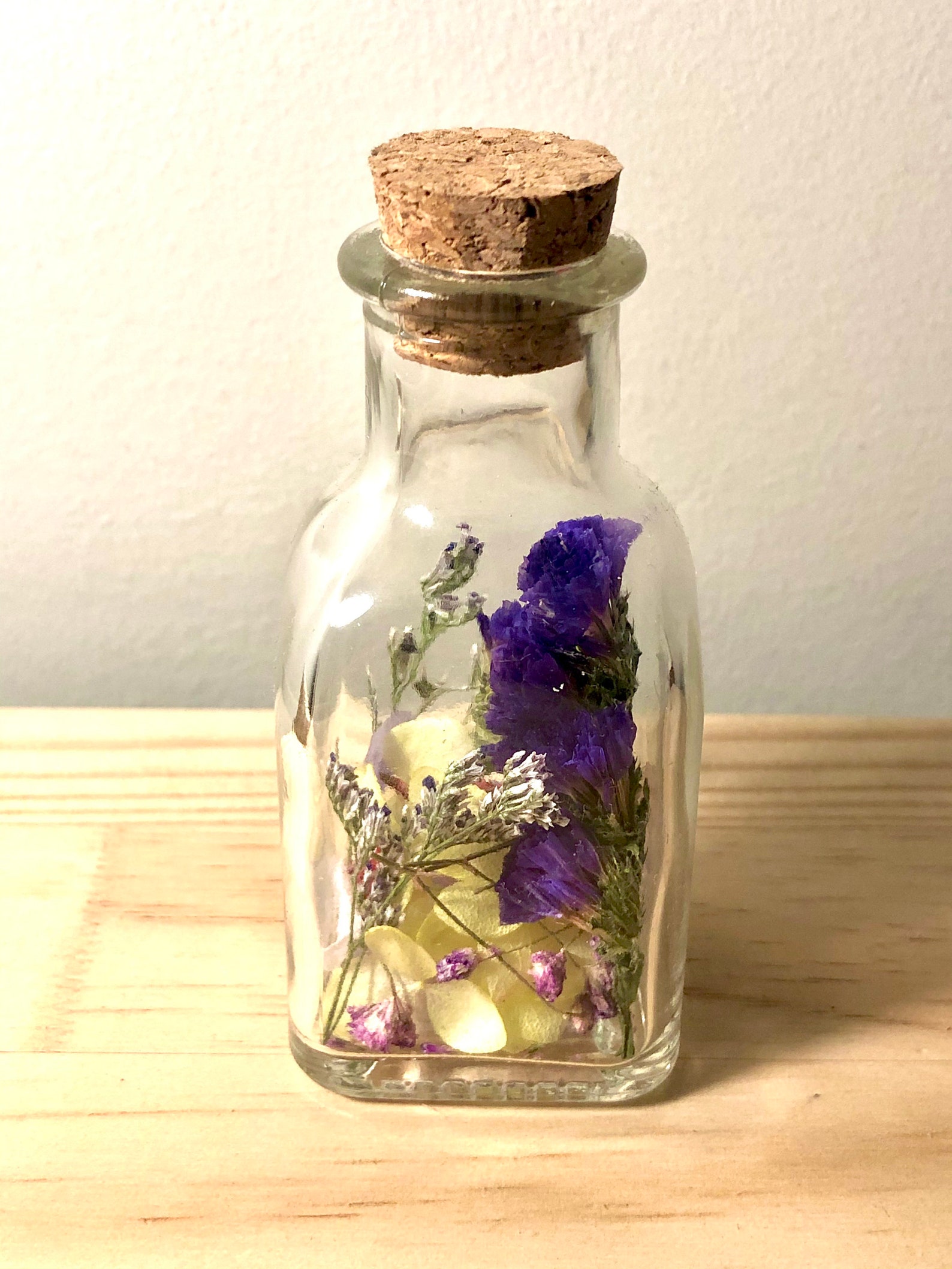 Dried flowers in glass bottle dried bouquet arrangement Etsy