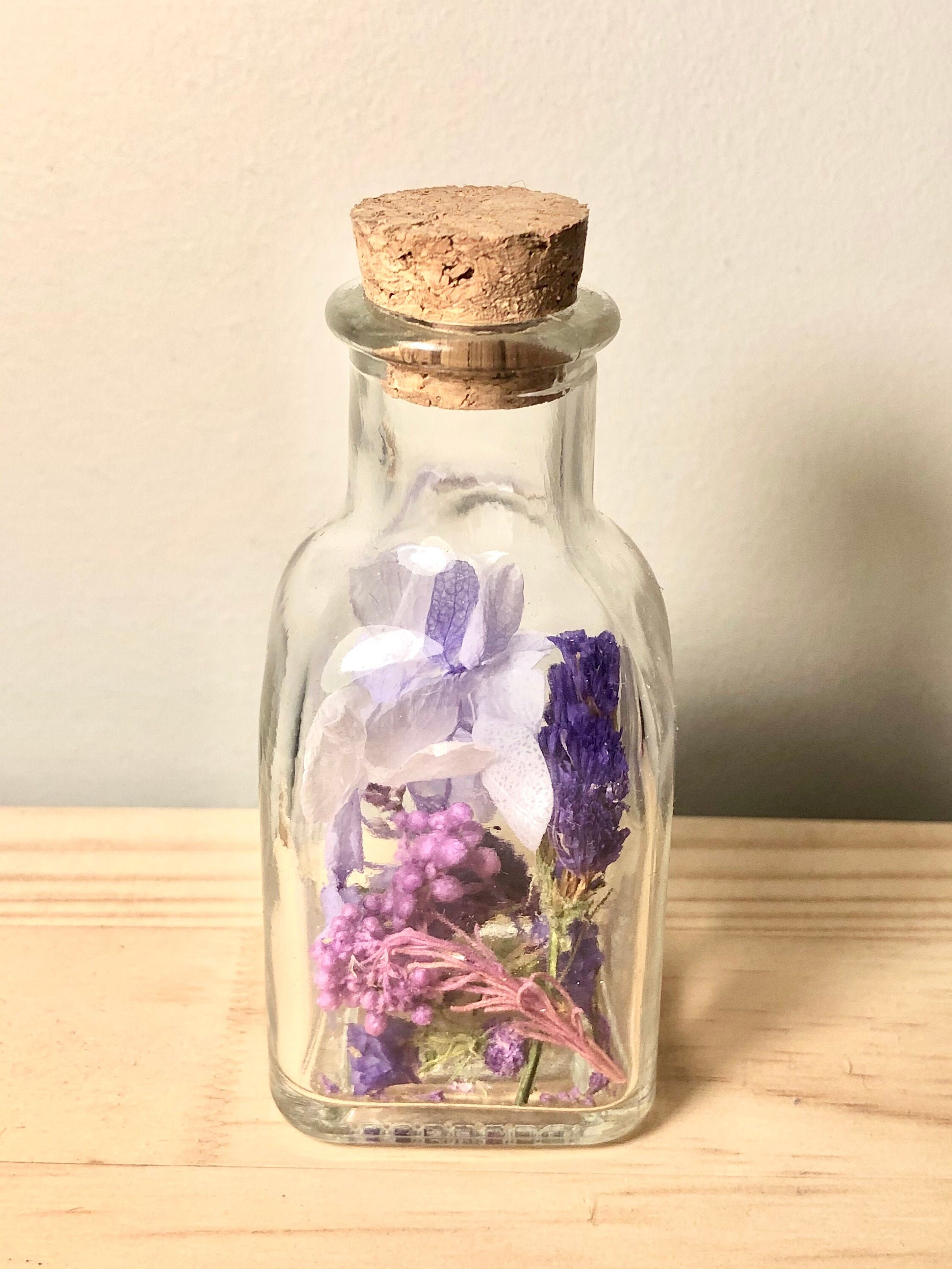 Dried flowers in glass bottle dried bouquet arrangement Etsy