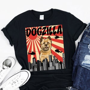 Funny Cairn Terrier Dogzilla, Retro Japanese Dog Godzilla Gift, Gildan Softstyle Unisex Tee