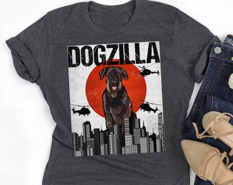 Funny Giant Schnauzer Dogzilla, Vintage Japanese Dog Godzilla Gift, Gildan Softstyle Unisex Tee