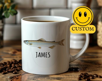 Personalized Fish Mug, Lake Trout Mug, Fishing Mug, Fish Coffee Mug, Fishing Gifts For Men, Fishing Gifts For Dad, Fishing Mug For Men