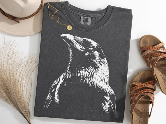 Crow Shirt, Raven Bird Tee, Gothic Crow TShirt, Mysterious Bird Shirt, Black Crow Tee, Spooky Bird Shirt, Crow Lover Gift