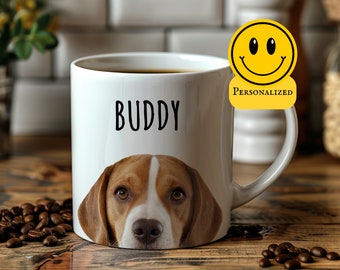 Custom Beagle Mug, Custom Dog Mug, Dog Memorial Gift, Personalized Dog Mug, Dog Lover Coffee Cup, Dog Face Mug, Pet Portrait Mug