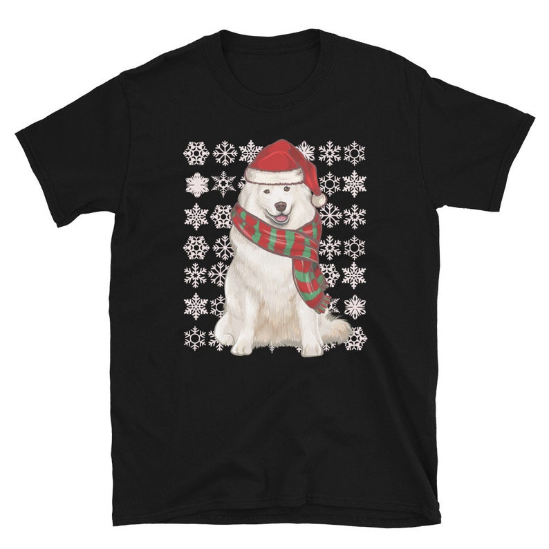 Samoyed Ugly Christmas Shirt, Snowflake Pattern, Xmas Gift For Dog Lover, Winter Season Gildan Softstyle Unisex Tee image 2