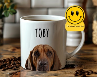 Custom Bloodhound Mug, Custom Dog Mug, Dog Memorial Gift, Personalized Dog Mug, Dog Lover Coffee Cup, Dog Face Mug, Pet Portrait Mug