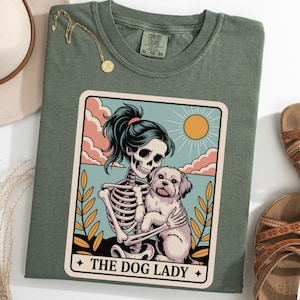 Maglietta da donna "Mamma Cane Scheletro", Maglietta con i Tarocchi dell'Havanese, Maglietta "La Signora dei Cani", Maglietta "Amante dei Cani Gotici", Maglietta per Halloween "Mamma Havanese"