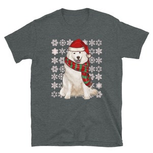 Samoyed Ugly Christmas Shirt, Snowflake Pattern, Xmas Gift For Dog Lover, Winter Season Gildan Softstyle Unisex Tee image 3