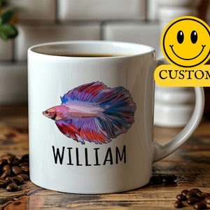 Personalized Fish Mug, Betta Fish Mug, Siamese Fighting Fish, Custom Fishkeeping Mug, Aquartist Gift, Tropical Fish Lover, Unique Fish Art