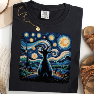 Van Gogh get-T-shirt, Starry Night bondgårdsdjur-T-shirt, rolig getälskare-T-shirt, konstnärlig husdjursget-Gift, unik Homestead-get-T-shirt
