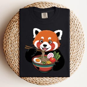 Ramen Red Panda T-Shirt, Cute Animal Shirt, Red Panda Lover Shirt, Noodles T-Shirt, Japanese Kawaii, Unisex, Manga Anime