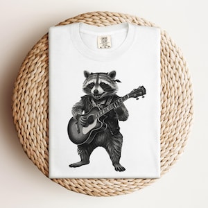 Raccoon Playing Guitar Shirt, Raccoon Lover Shirt, Musician Gift, Acoustic Guitar, Men&#39;s Graphic Tee, Vintage Unisex Adult