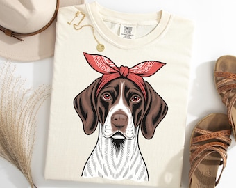 Maglietta per cani da caccia tedeschi a pelo corto, maglietta con bandana rossa per cani da caccia, maglietta per mamme GSP