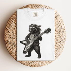 Skunk Playing Electric Guitar T-Shirt, Rock and Roll Animal Shirt, Musician Gift, Rock Music Tee, Funny Wildlife Top, Comfort Colors®
