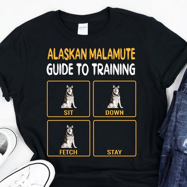 Drôle Alaskan Malamute Obedience Guide To Training, Cadeau de dressage de chien, Chemise de dresseur de chien, Gildan Softstyle Unisex Tee